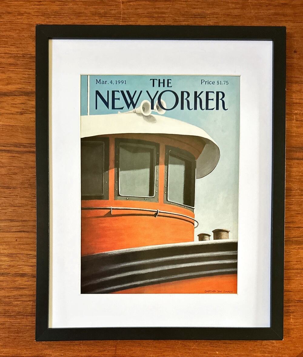 Framed 1991 The New Yorker March 4 Gretchen Dow Simpson Tug Boat